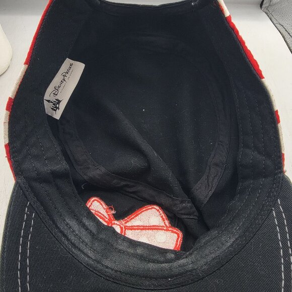 Disney Parks Adults Black Red Polka Dot Rhinestone Minnie Mouse Cap Hat - Picture 7 of 9